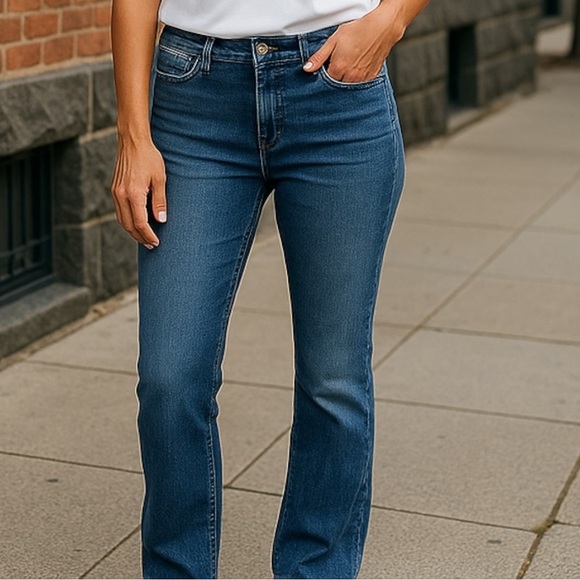 Levi’s 525 Women’s 14 S/C Straight Flap Pocket Dark Wash Med-Rise Denim Jeans - Picture 1 of 11